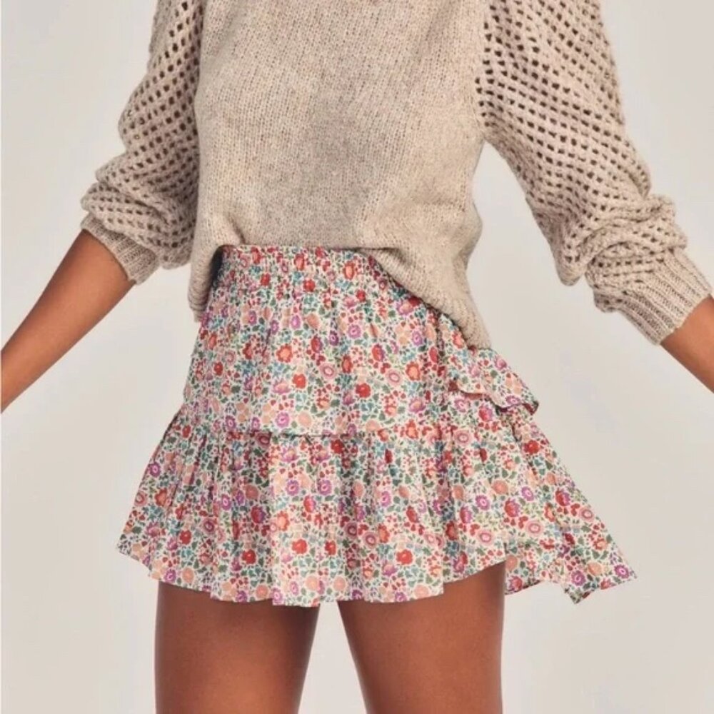 LOVESHACKFANCY X LIBERTY Floral Ruffle Mini Skirt NWT - Picture 3 of 10